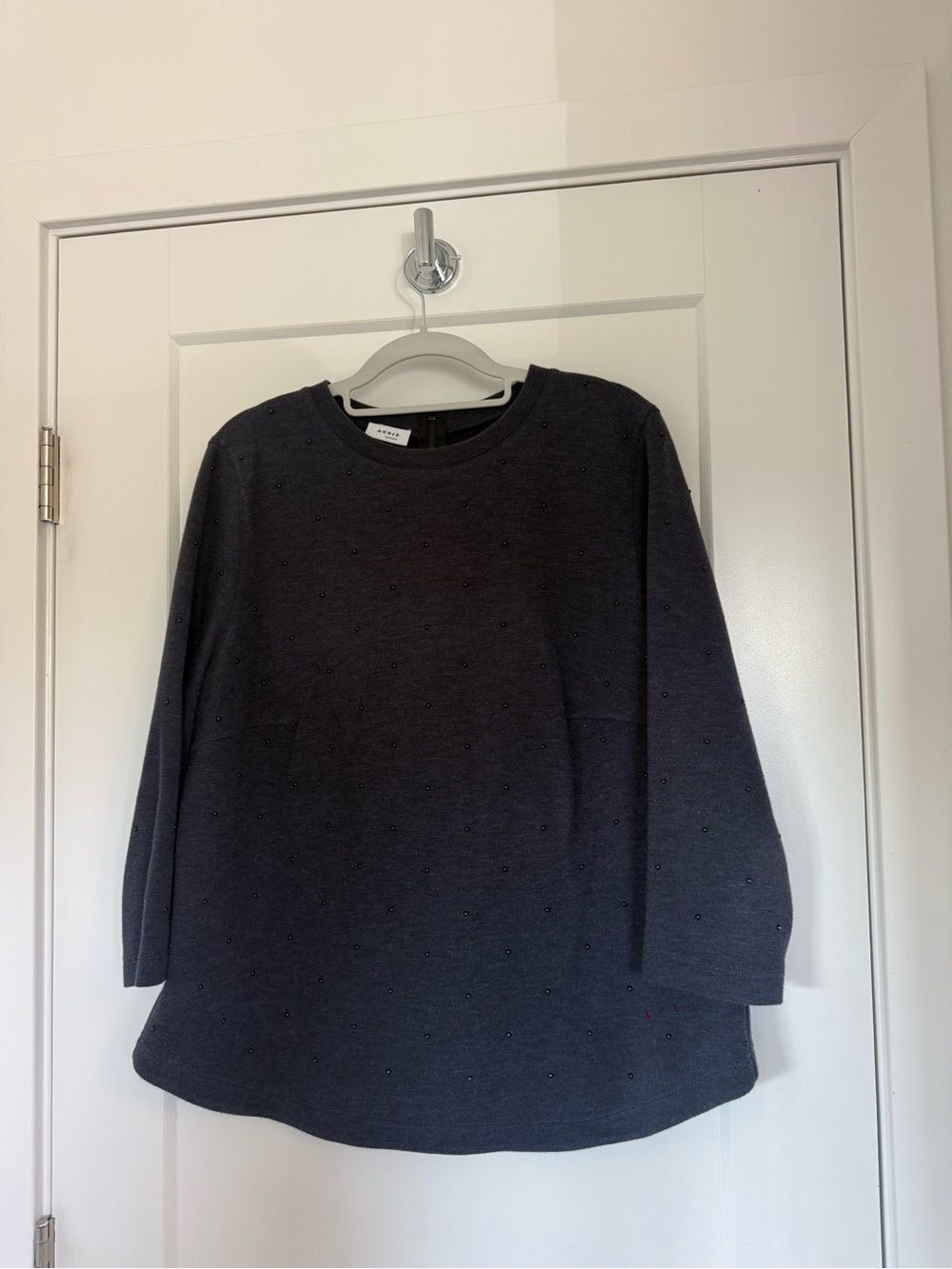 Akris Punto Navy Embellished Knit Top & Pencil Skirt Set US 14